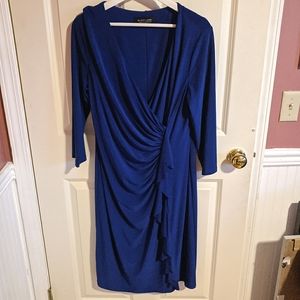 Black Label by Evan-Picone Ruched Ruffle Dress